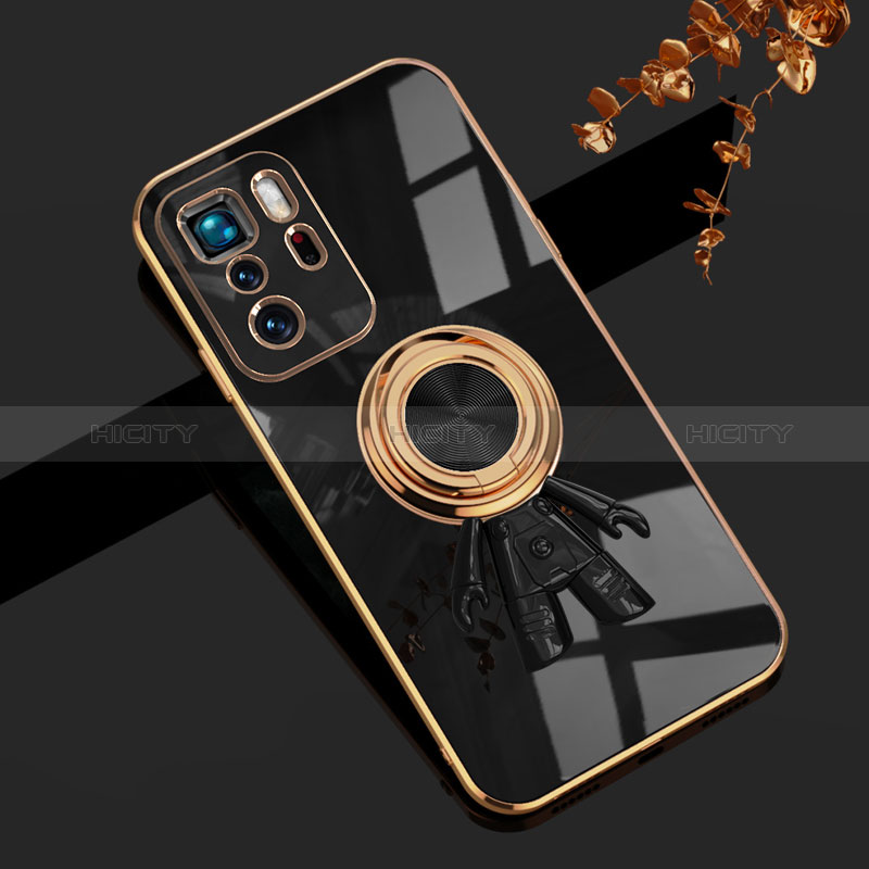 Funda Silicona Carcasa Ultrafina Goma con Magnetico Anillo de dedo Soporte AN2 para Xiaomi Poco X3 GT 5G Negro