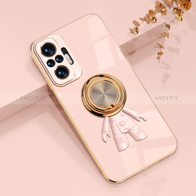 Funda Silicona Carcasa Ultrafina Goma con Magnetico Anillo de dedo Soporte AN2 para Xiaomi Redmi Note 10 Pro 4G Rosa