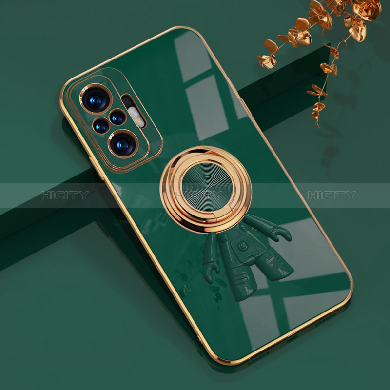 Funda Silicona Carcasa Ultrafina Goma con Magnetico Anillo de dedo Soporte AN2 para Xiaomi Redmi Note 10S 4G