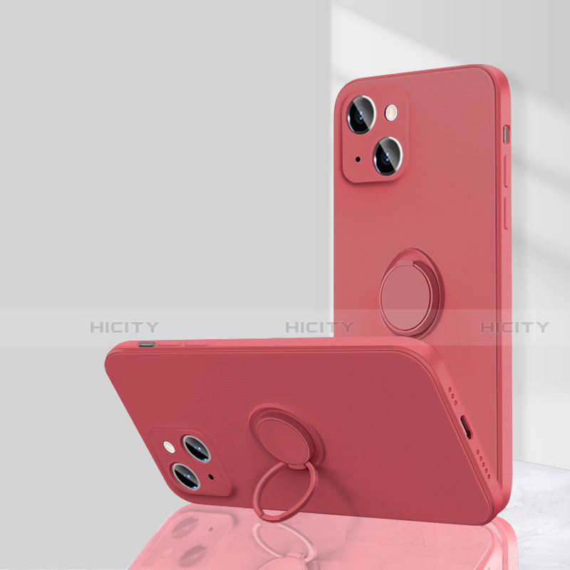 Funda Silicona Carcasa Ultrafina Goma con Magnetico Anillo de dedo Soporte G01 para Apple iPhone 13