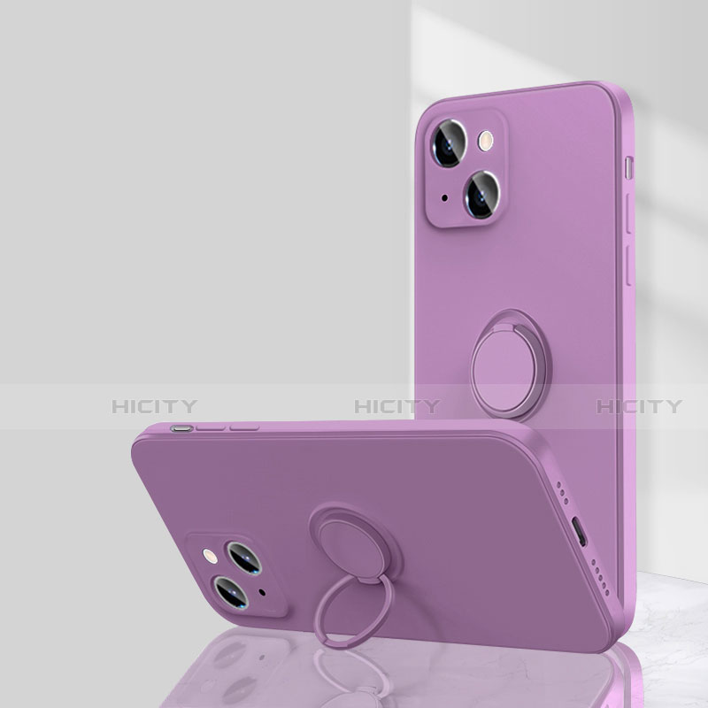 Funda Silicona Carcasa Ultrafina Goma con Magnetico Anillo de dedo Soporte G01 para Apple iPhone 13