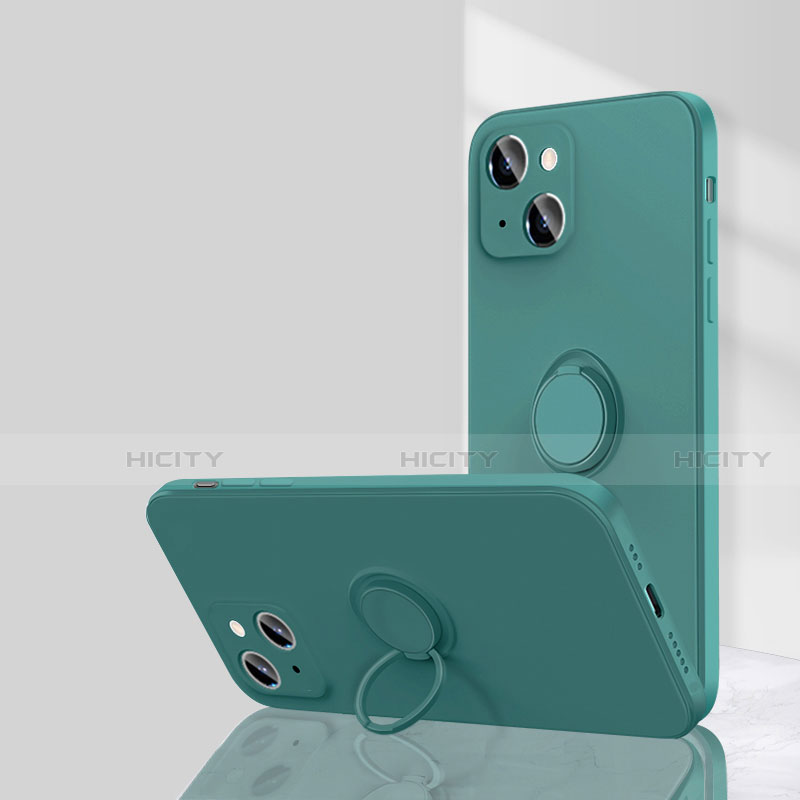 Funda Silicona Carcasa Ultrafina Goma con Magnetico Anillo de dedo Soporte G01 para Apple iPhone 13