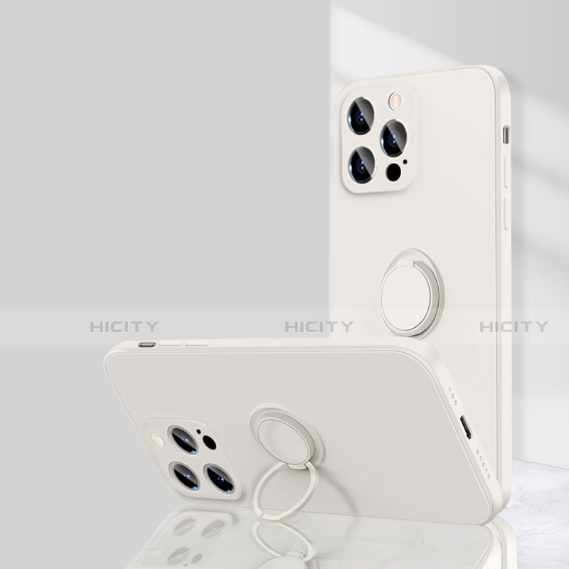 Funda Silicona Carcasa Ultrafina Goma con Magnetico Anillo de dedo Soporte G01 para Apple iPhone 16 Pro