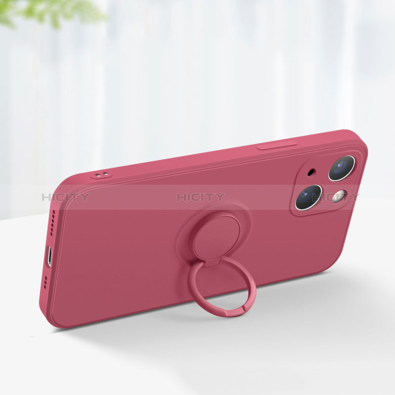 Funda Silicona Carcasa Ultrafina Goma con Magnetico Anillo de dedo Soporte G02 para Apple iPhone 15