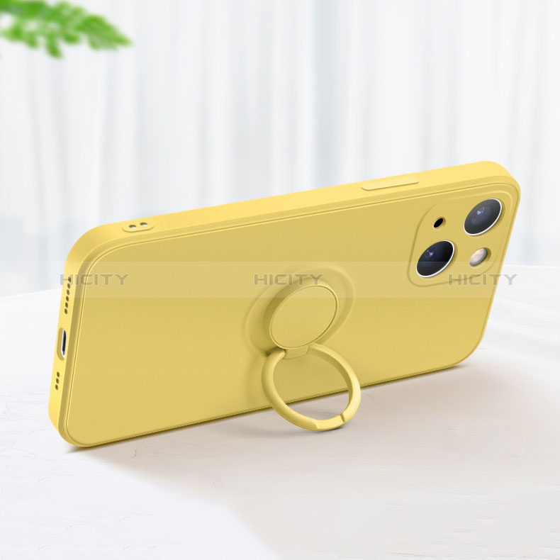 Funda Silicona Carcasa Ultrafina Goma con Magnetico Anillo de dedo Soporte G02 para Apple iPhone 15