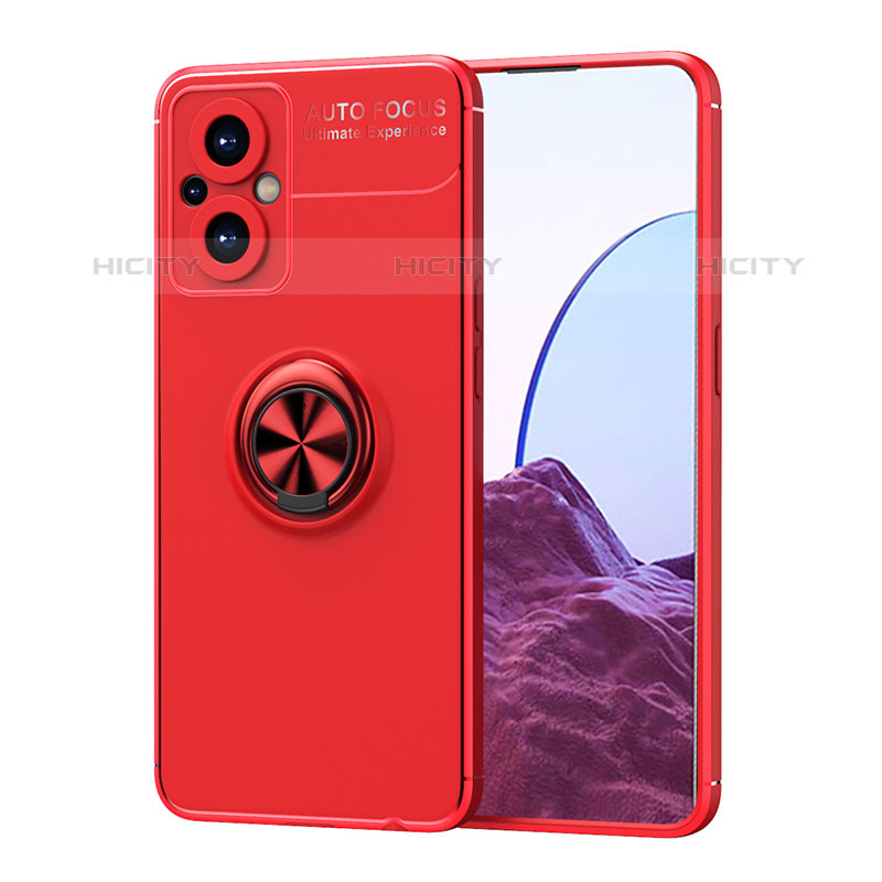 Funda Silicona Carcasa Ultrafina Goma con Magnetico Anillo de dedo Soporte JM1 para OnePlus Nord N20 5G Rojo