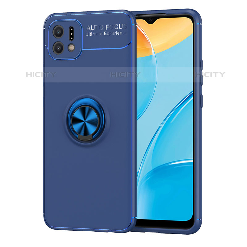 Funda Silicona Carcasa Ultrafina Goma con Magnetico Anillo de dedo Soporte JM1 para Oppo A16K Azul