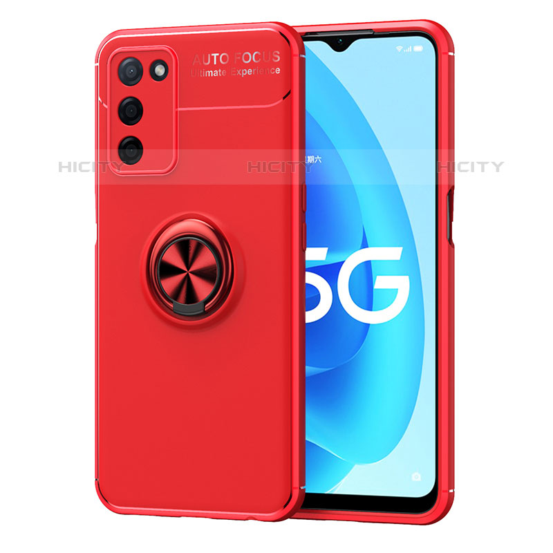 Funda Silicona Carcasa Ultrafina Goma con Magnetico Anillo de dedo Soporte JM1 para Oppo A53s 5G Rojo