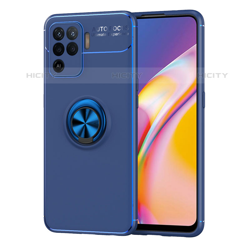 Funda Silicona Carcasa Ultrafina Goma con Magnetico Anillo de dedo Soporte JM1 para Oppo A94 4G Azul