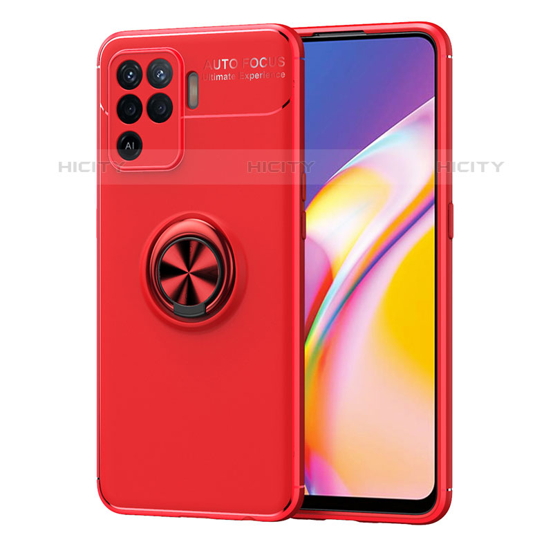 Funda Silicona Carcasa Ultrafina Goma con Magnetico Anillo de dedo Soporte JM1 para Oppo A94 4G Rojo