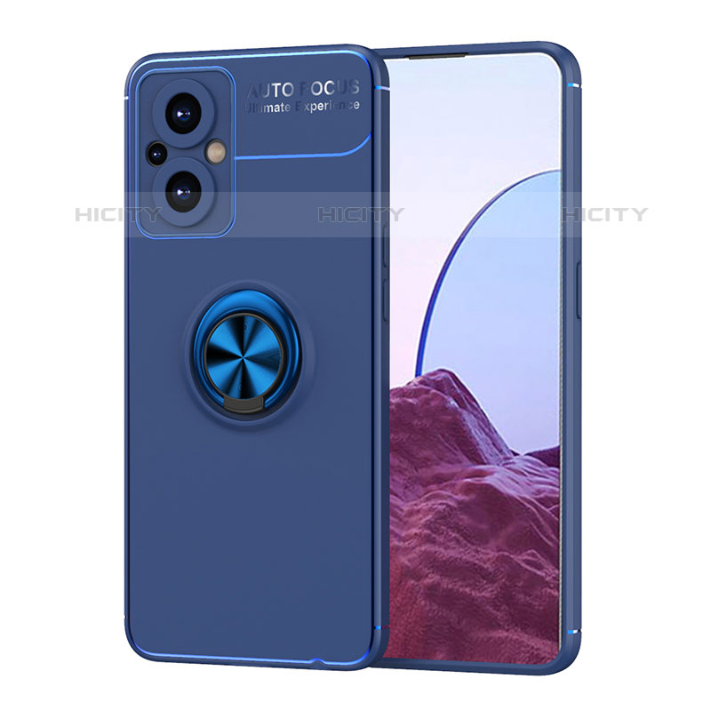 Funda Silicona Carcasa Ultrafina Goma con Magnetico Anillo de dedo Soporte JM1 para Oppo F21s Pro 5G Azul