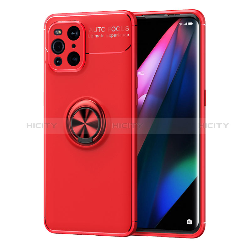 Funda Silicona Carcasa Ultrafina Goma con Magnetico Anillo de dedo Soporte JM1 para Oppo Find X3 5G