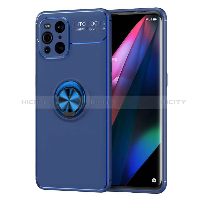 Funda Silicona Carcasa Ultrafina Goma con Magnetico Anillo de dedo Soporte JM1 para Oppo Find X3 5G