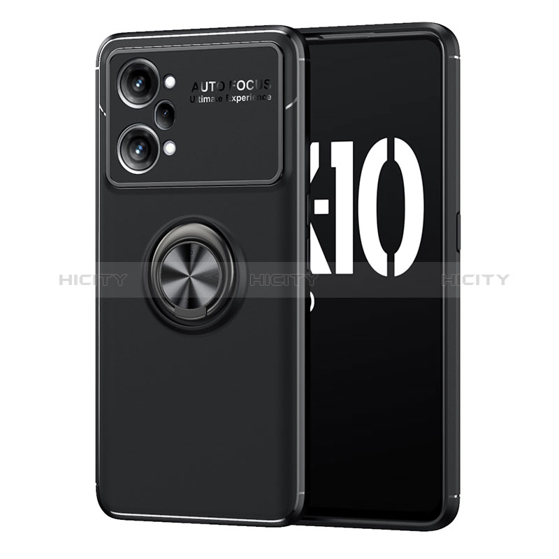 Funda Silicona Carcasa Ultrafina Goma con Magnetico Anillo de dedo Soporte JM1 para Oppo K10 Pro 5G Negro