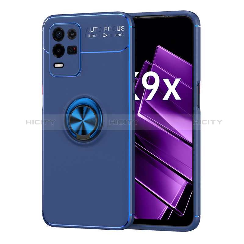 Funda Silicona Carcasa Ultrafina Goma con Magnetico Anillo de dedo Soporte JM1 para Oppo K9X 5G Azul