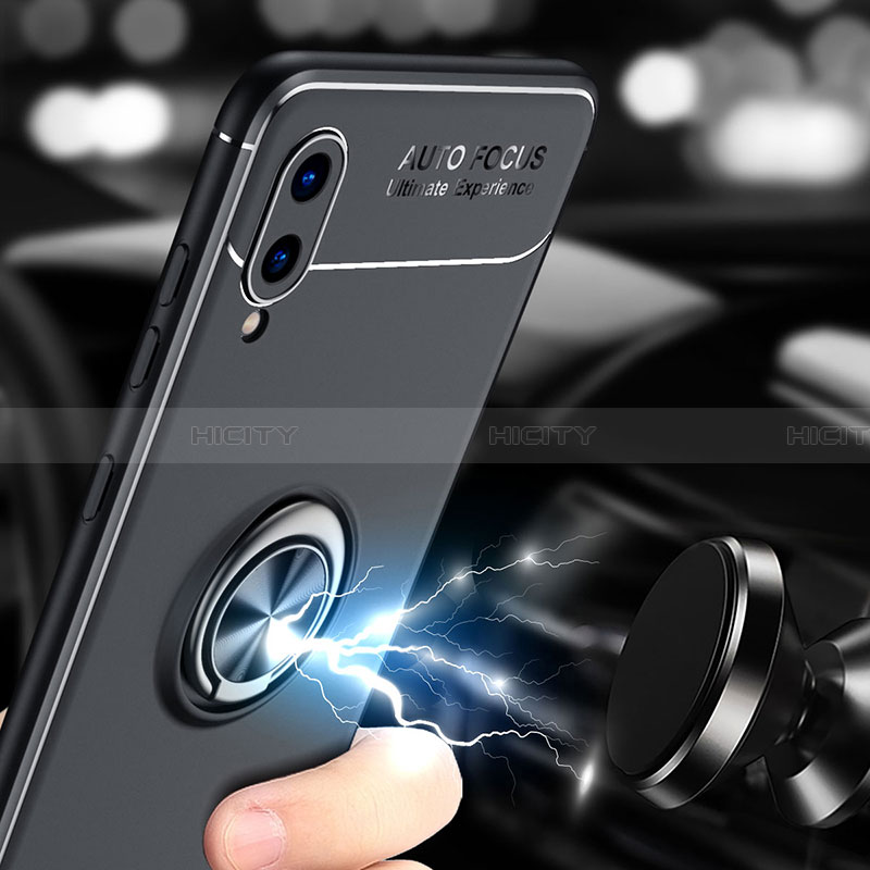 Funda Silicona Carcasa Ultrafina Goma con Magnetico Anillo de dedo Soporte JM1 para Samsung Galaxy A02