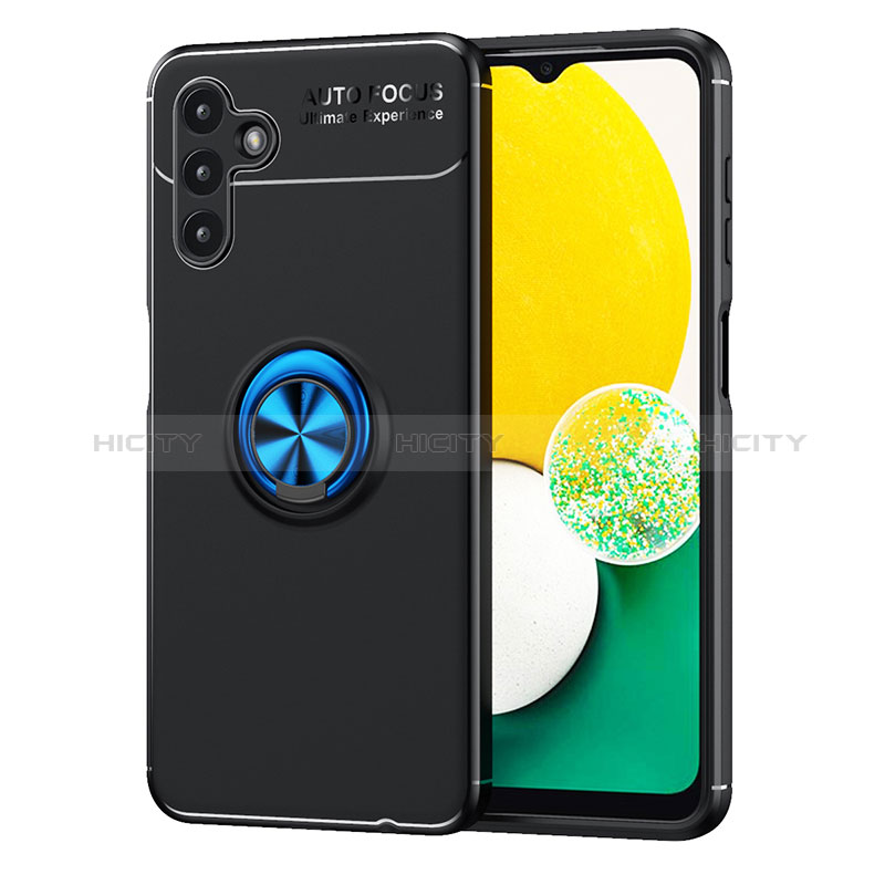 Funda Silicona Carcasa Ultrafina Goma con Magnetico Anillo de dedo Soporte JM1 para Samsung Galaxy A04s Azul y Negro