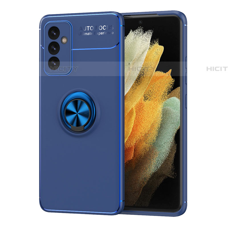 Funda Silicona Carcasa Ultrafina Goma con Magnetico Anillo de dedo Soporte JM1 para Samsung Galaxy A05s Azul