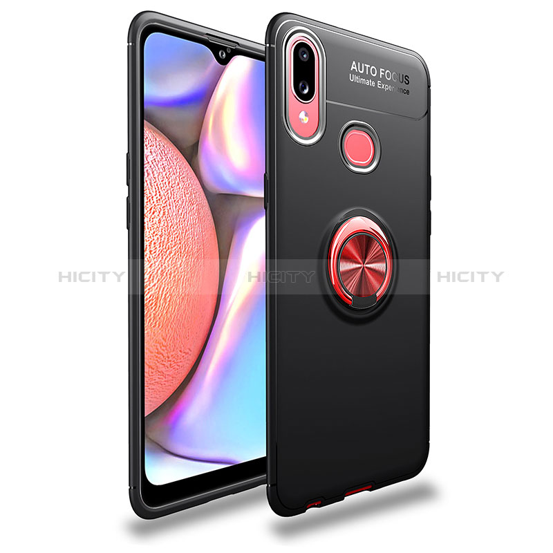 Funda Silicona Carcasa Ultrafina Goma con Magnetico Anillo de dedo Soporte JM1 para Samsung Galaxy A10s Rojo y Negro