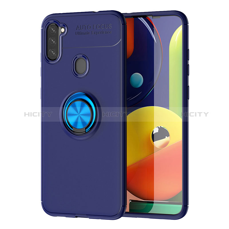 Funda Silicona Carcasa Ultrafina Goma con Magnetico Anillo de dedo Soporte JM1 para Samsung Galaxy A11