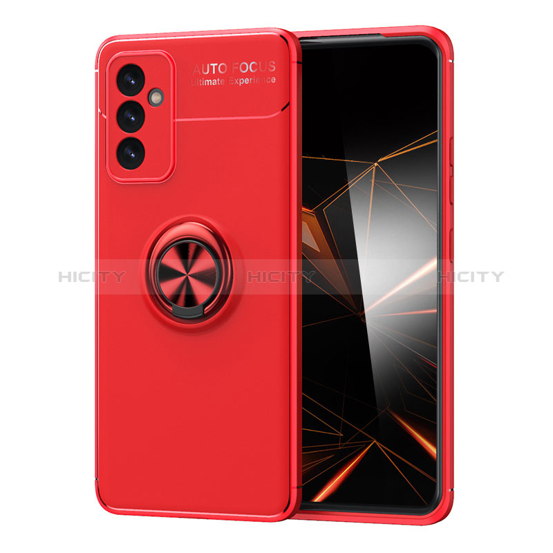 Funda Silicona Carcasa Ultrafina Goma con Magnetico Anillo de dedo Soporte JM1 para Samsung Galaxy A15 4G Rojo