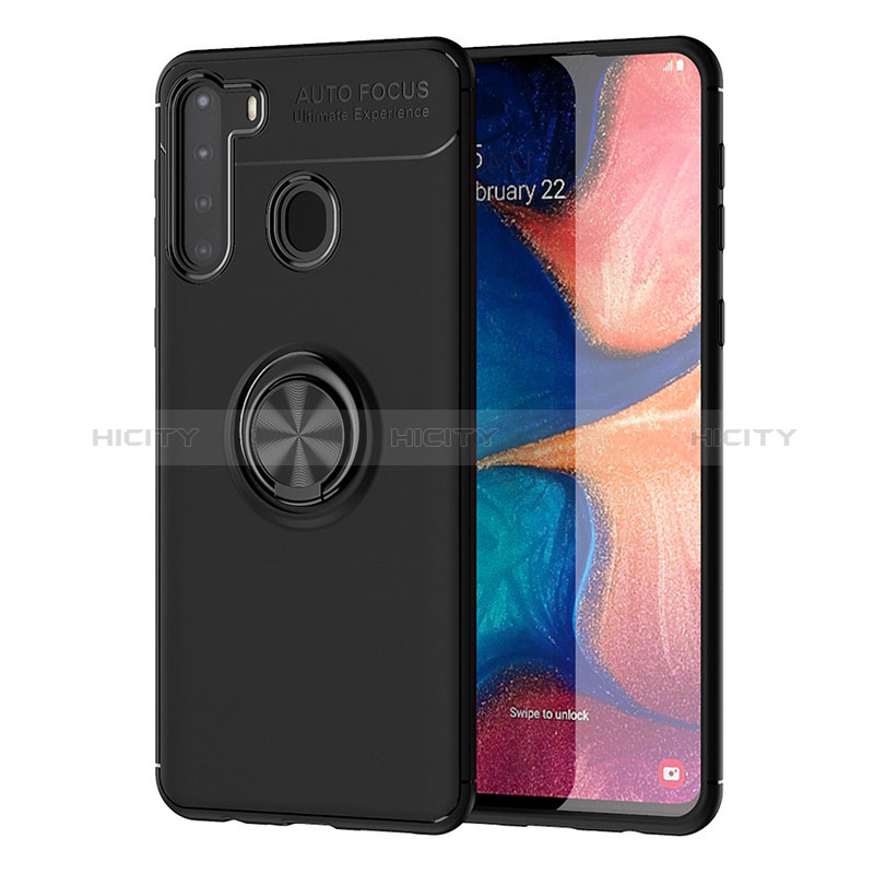 Funda Silicona Carcasa Ultrafina Goma con Magnetico Anillo de dedo Soporte JM1 para Samsung Galaxy A21