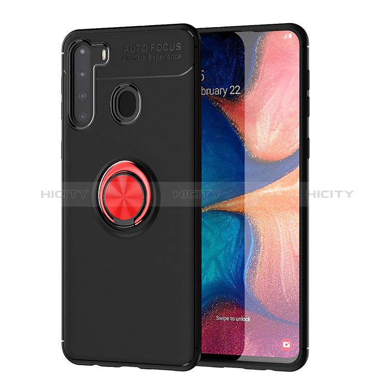 Funda Silicona Carcasa Ultrafina Goma con Magnetico Anillo de dedo Soporte JM1 para Samsung Galaxy A21