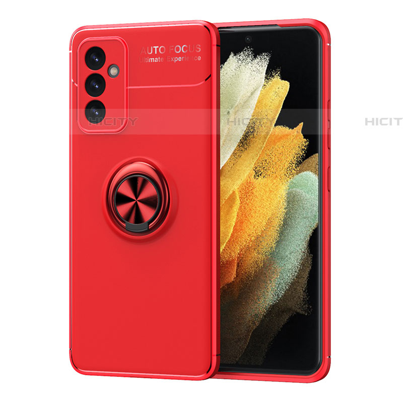 Funda Silicona Carcasa Ultrafina Goma con Magnetico Anillo de dedo Soporte JM1 para Samsung Galaxy A25 5G Rojo