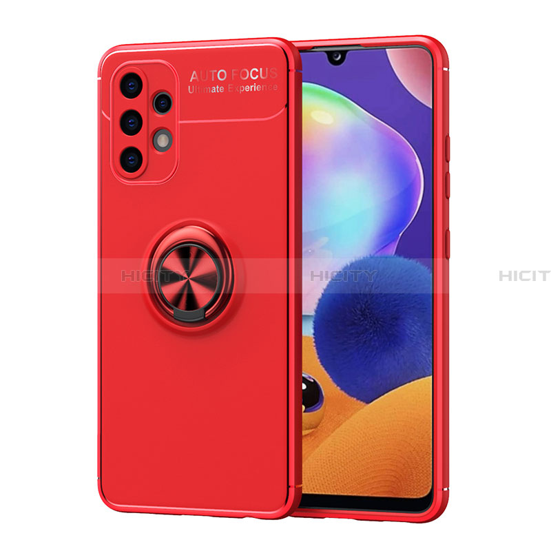 Funda Silicona Carcasa Ultrafina Goma con Magnetico Anillo de dedo Soporte JM1 para Samsung Galaxy A32 4G Rojo