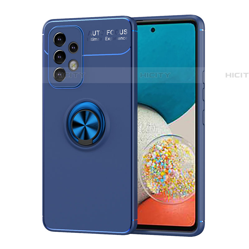 Funda Silicona Carcasa Ultrafina Goma con Magnetico Anillo de dedo Soporte JM1 para Samsung Galaxy A53 5G Azul