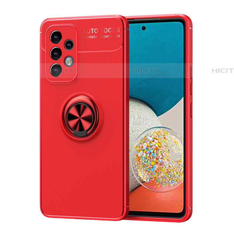 Funda Silicona Carcasa Ultrafina Goma con Magnetico Anillo de dedo Soporte JM1 para Samsung Galaxy A53 5G Rojo