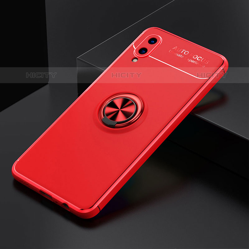 Funda Silicona Carcasa Ultrafina Goma con Magnetico Anillo de dedo Soporte JM1 para Samsung Galaxy M02 Rojo