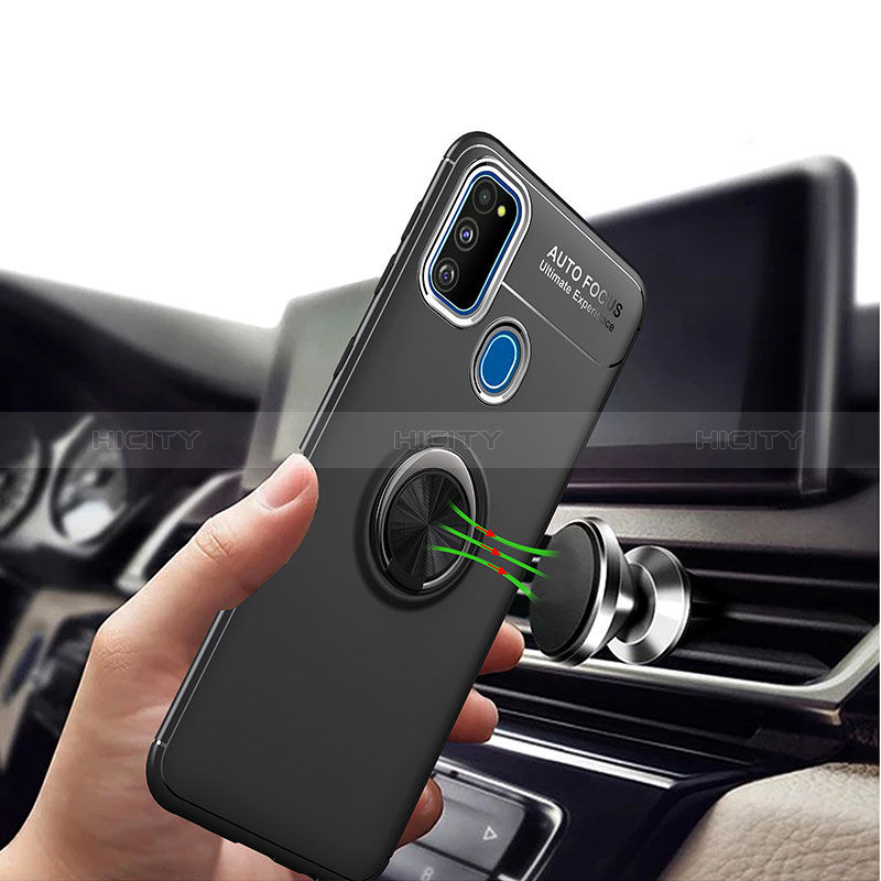 Funda Silicona Carcasa Ultrafina Goma con Magnetico Anillo de dedo Soporte JM1 para Samsung Galaxy M30s