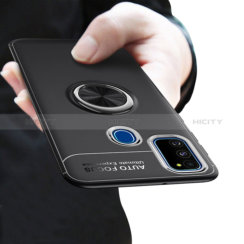 Funda Silicona Carcasa Ultrafina Goma con Magnetico Anillo de dedo Soporte JM1 para Samsung Galaxy M30s