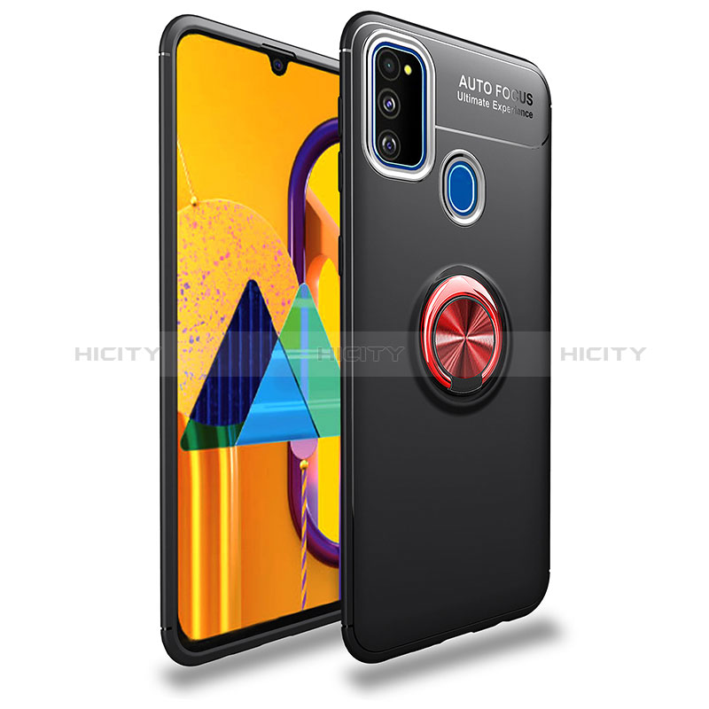 Funda Silicona Carcasa Ultrafina Goma con Magnetico Anillo de dedo Soporte JM1 para Samsung Galaxy M30s Rojo y Negro