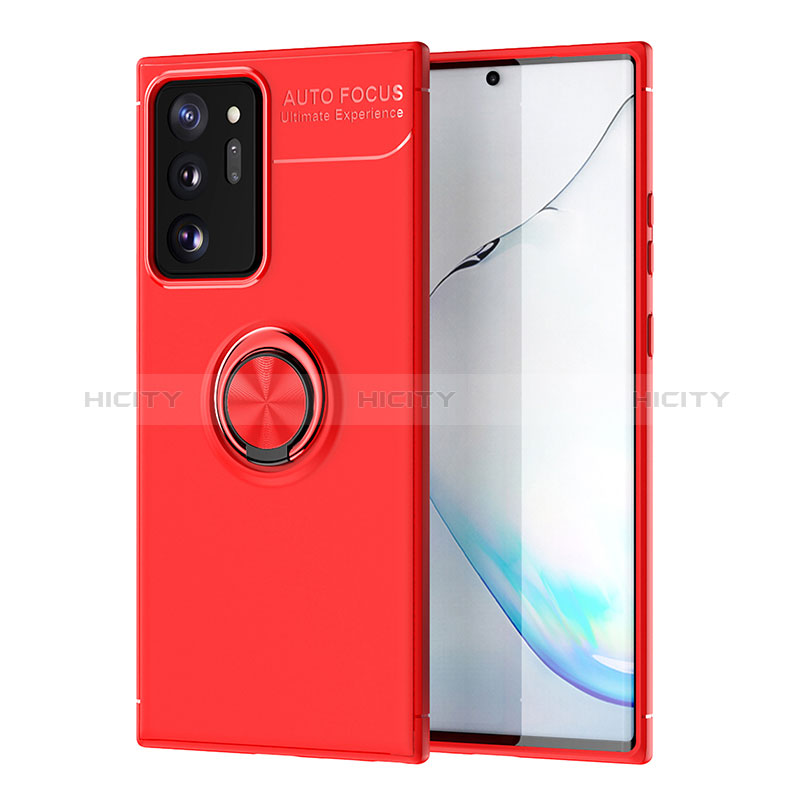 Funda Silicona Carcasa Ultrafina Goma con Magnetico Anillo de dedo Soporte JM1 para Samsung Galaxy Note 20 Ultra 5G Rojo