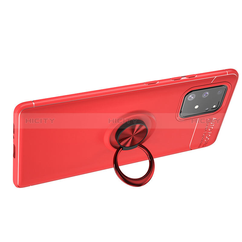 Funda Silicona Carcasa Ultrafina Goma con Magnetico Anillo de dedo Soporte JM1 para Samsung Galaxy S10 Lite Rojo