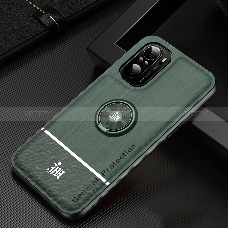 Funda Silicona Carcasa Ultrafina Goma con Magnetico Anillo de dedo Soporte JM1 para Xiaomi Mi 11X 5G Verde