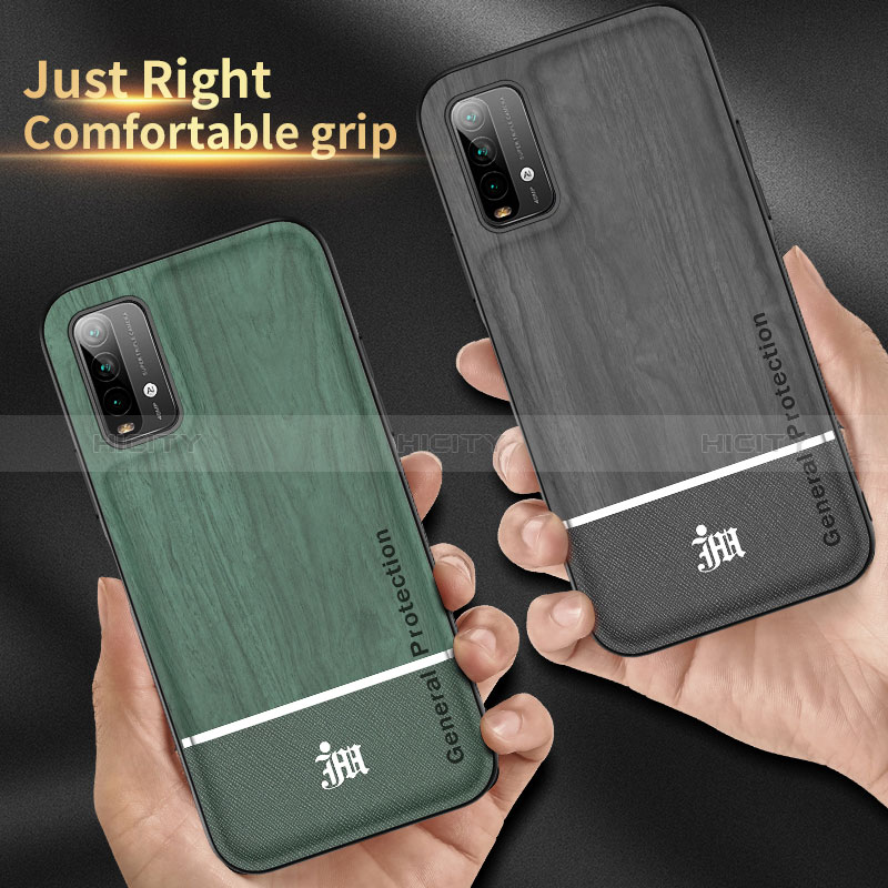 Funda Silicona Carcasa Ultrafina Goma con Magnetico Anillo de dedo Soporte JM1 para Xiaomi Redmi 9 Power