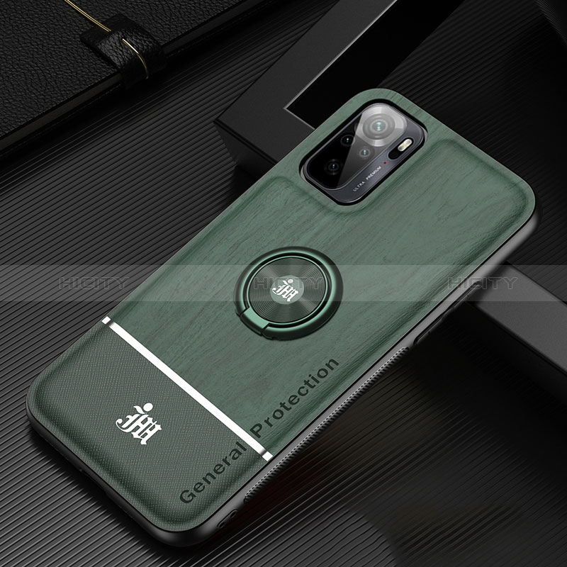 Funda Silicona Carcasa Ultrafina Goma con Magnetico Anillo de dedo Soporte JM1 para Xiaomi Redmi Note 11 SE India 4G Verde