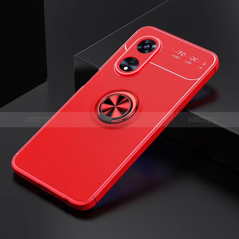 Funda Silicona Carcasa Ultrafina Goma con Magnetico Anillo de dedo Soporte JM2 para Oppo A1 Pro 5G Rojo