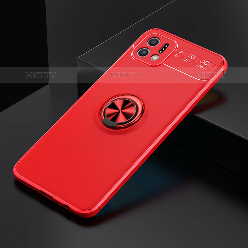 Funda Silicona Carcasa Ultrafina Goma con Magnetico Anillo de dedo Soporte JM2 para Oppo A16K Rojo