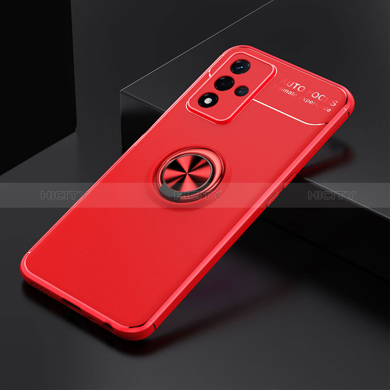 Funda Silicona Carcasa Ultrafina Goma con Magnetico Anillo de dedo Soporte JM2 para Oppo A93s 5G Rojo