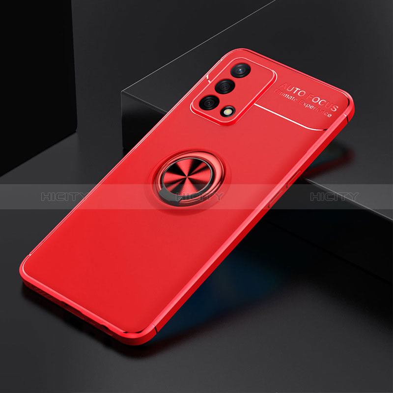 Funda Silicona Carcasa Ultrafina Goma con Magnetico Anillo de dedo Soporte JM2 para Oppo F19s Rojo