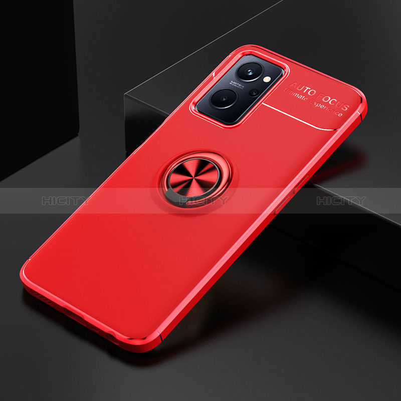 Funda Silicona Carcasa Ultrafina Goma con Magnetico Anillo de dedo Soporte JM2 para Oppo K10 4G Rojo