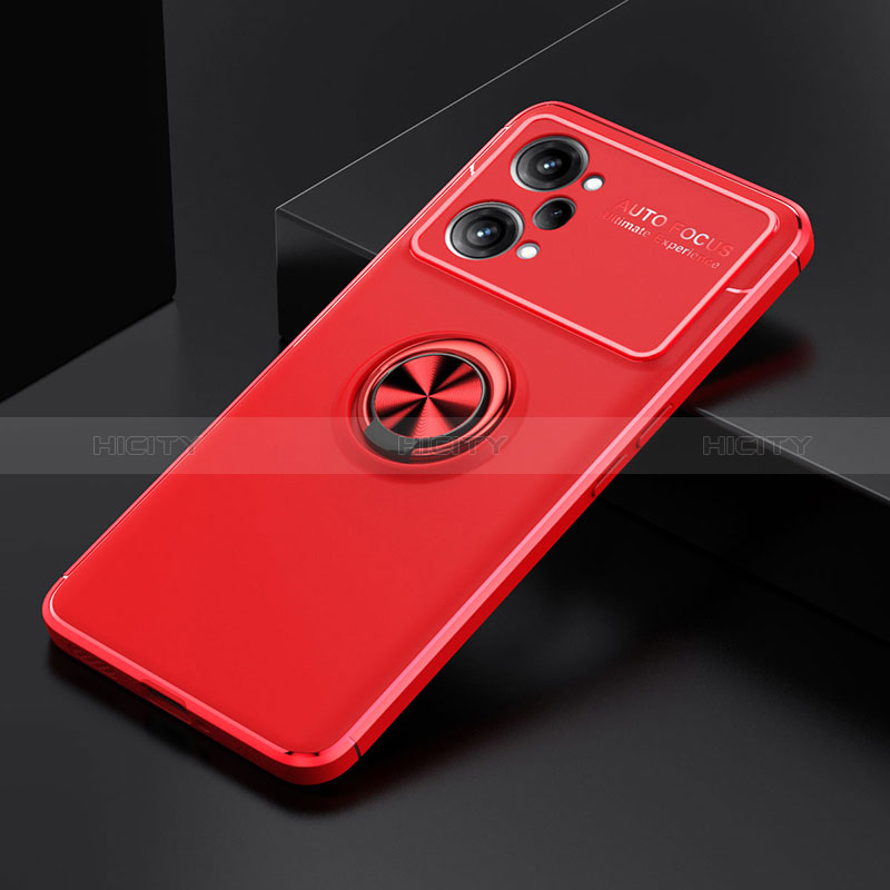 Funda Silicona Carcasa Ultrafina Goma con Magnetico Anillo de dedo Soporte JM2 para Oppo K10 Pro 5G Rojo