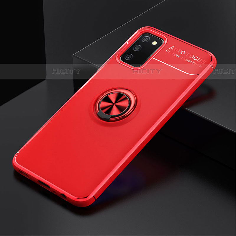 Funda Silicona Carcasa Ultrafina Goma con Magnetico Anillo de dedo Soporte JM2 para Samsung Galaxy A03s Rojo