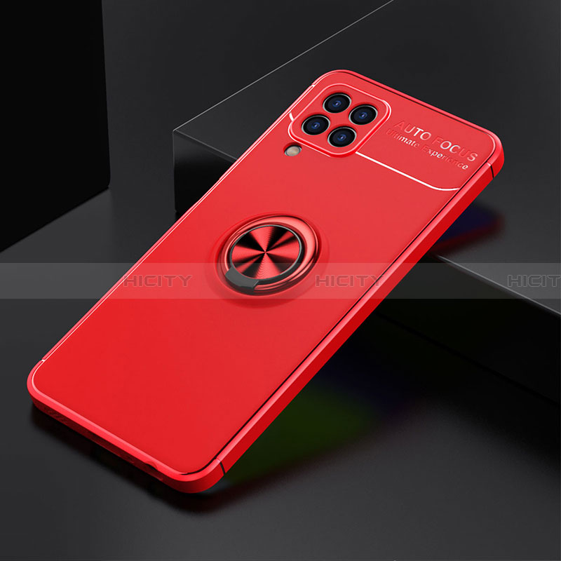 Funda Silicona Carcasa Ultrafina Goma con Magnetico Anillo de dedo Soporte JM2 para Samsung Galaxy A22 4G Rojo