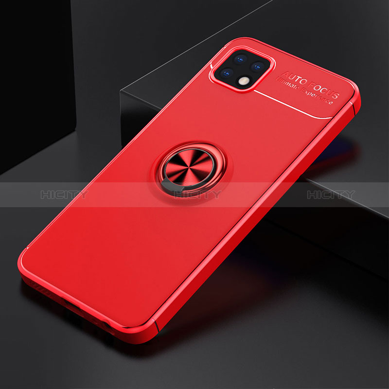 Funda Silicona Carcasa Ultrafina Goma con Magnetico Anillo de dedo Soporte JM2 para Samsung Galaxy A22s 5G Rojo