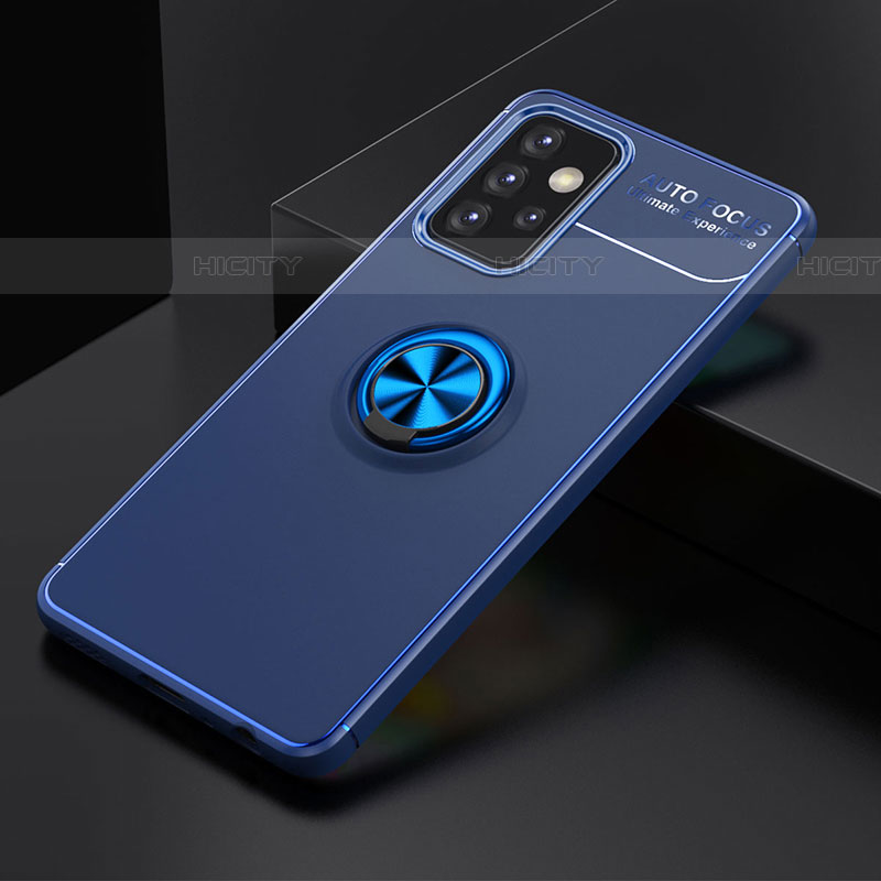 Funda Silicona Carcasa Ultrafina Goma con Magnetico Anillo de dedo Soporte JM2 para Samsung Galaxy A52 4G Azul